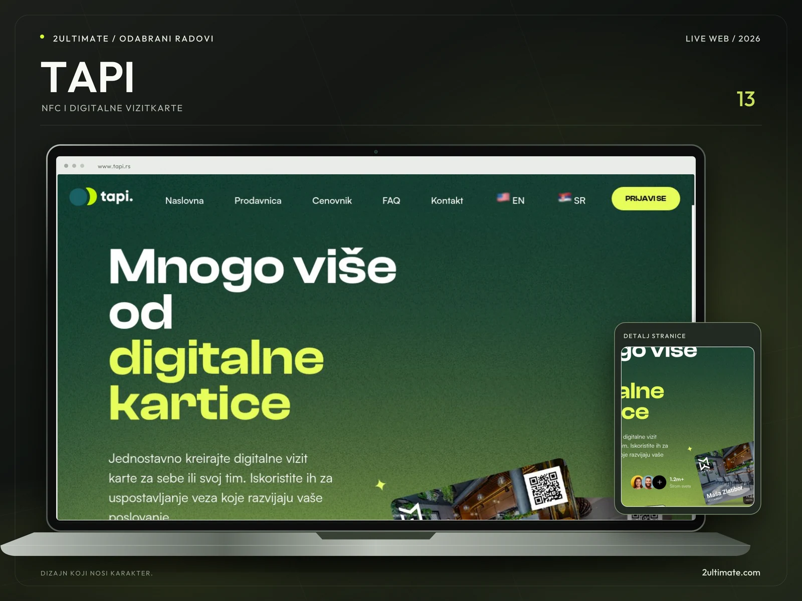 TAPI — professional mockup with actual website screenshot